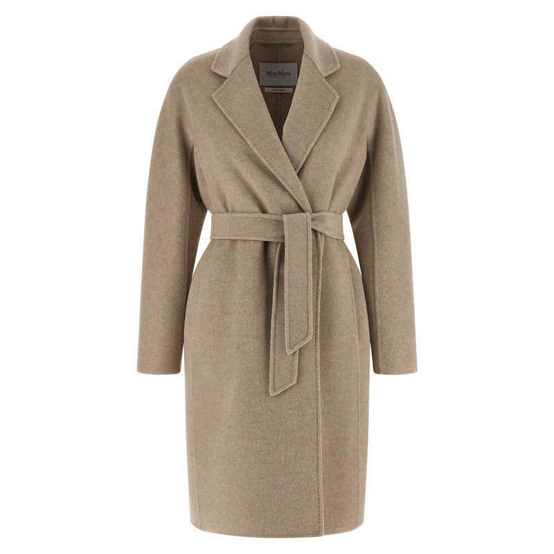 Max Mara 女士沙米色Mxmaceri 羊绒系带大衣26早春新款意大利代购