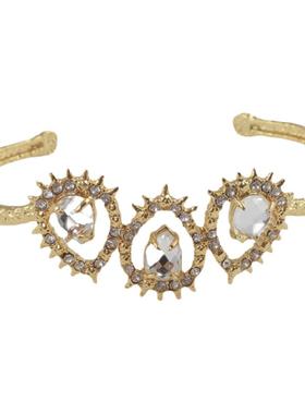 金属质感几何不规则水滴单钻手镯