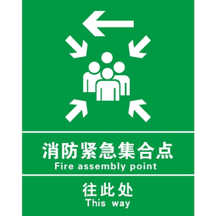 紧急疏散集合点紧急集合点标识紧急疏散标志指示牌警示牌消防疏散应急避难场所集合点安全逃生标识牌立式定制