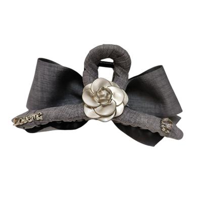 灰色气质减龄蝴蝶结发夹女