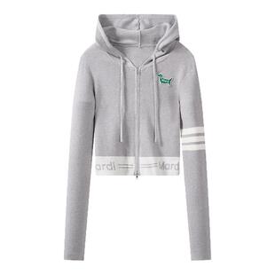 MARDI卡通小狗毛衣女连帽针织衫长袖百搭显瘦开衫刺绣藤蓝少女