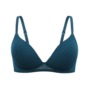 【斑纹蕾丝】遐无钢圈红色内衣女光面无痕胸罩上薄下厚中小胸文胸