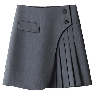 小个子半身裙a字短裙女春秋2025新款高级感不规则高腰显瘦百褶裙