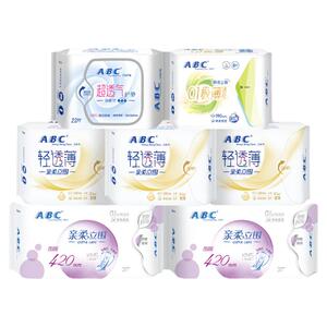 ABC卫生巾旗舰店立围透气干爽棉柔日夜用组合女经期姨妈巾