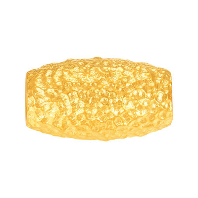 明牌珠宝锤金系列古法黄金串珠 足金路路通枣珠锤纹转运珠AFE0085