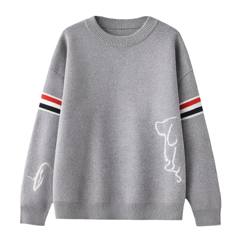 圆领毛衣男孩秋冬季新款针织打底衫男装宽松大童青少年毛线衣服潮