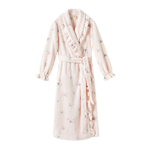 RoseTree珊瑚绒睡袍女款冬季加绒加厚浴袍长款法兰绒睡衣2025新款