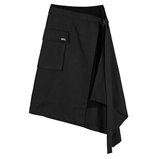 sdeer圣迪奥a字半身裙新品女装酷感拼接字母不规则长裙S20481108