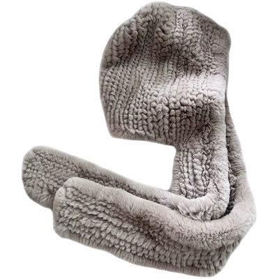 獭兔毛帽子围巾一体女皮草风雪帽