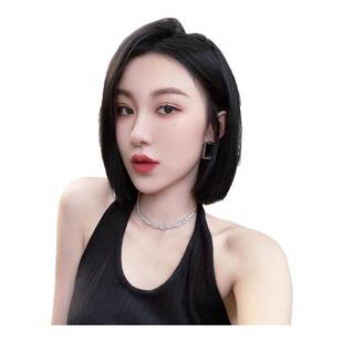假发女短发网红一刀切气质造型中长直发全真人发bobo头全头套自然