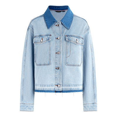 Navigare意大利小帆船2026春季复古宽松翻领短款水洗牛仔衣外套女