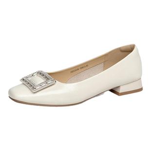 戈美其商场同款水钻方扣浅口单鞋女2025新款配裙子粗跟通勤女鞋子