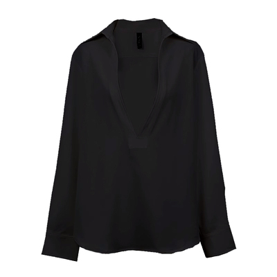 白色v领衬衫女2026年春季