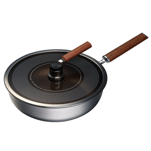 卡特马克唱片钛晶不粘锅炒锅家用平底锅燃气电磁炉用钛锅炒菜锅