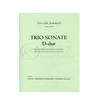 乔梅利 D大调三重奏鸣曲 两支长笛低音通奏 德国霍夫曼斯特 原版乐谱书 Jomelli Trio Sonata in D Major for 2Flutes B C FH3012