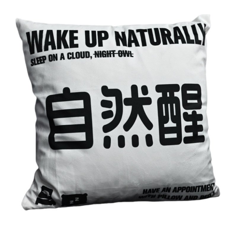 原创自然醒趣味抱枕客厅车载沙发靠枕办公室座椅腰枕靠垫午睡趴枕