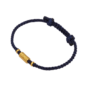 平安转运珠足金小克重纯黄金红绳手链情侣编织手绳生日新年礼物女