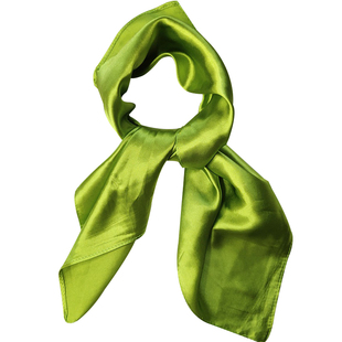 摇儿绕 草野仙踪 法式荧光绿醋酸缎面果绿色丝巾方巾多功能围巾女