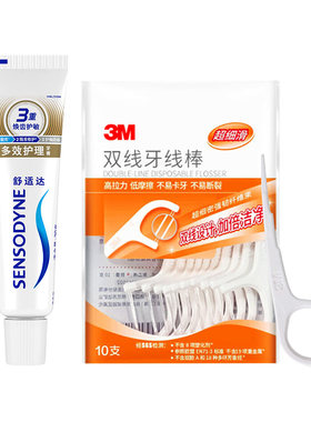 舒适达多效护理牙膏+3M牙线套装