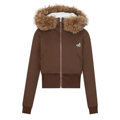 lkod绒毛印花波点短款外套