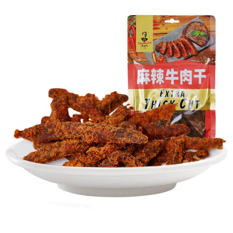 满减-汤克林106g原切黄牛肉干拉毛条网红儿童零食旗舰店官方