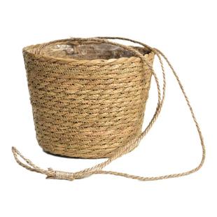 草编吊篮花盆绿萝金鱼吊兰盆栽吊挂花篮北欧阳台悬挂装饰壁挂花盆