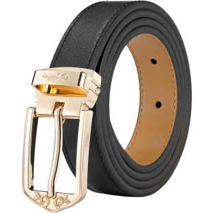 金利来时尚配饰皮带女真皮2026新款简约百搭牛皮针扣细腰带黑色潮