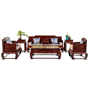 红木沙发组合印尼黑酸枝木明式宝座沙发阔叶黄檀新中式客厅家具