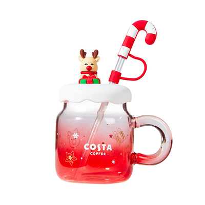 COSTA圣诞玻璃吸管杯