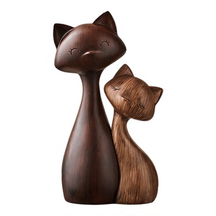 中古风猫咪摆件一对电视柜家居工艺装饰品客厅书房桌面博古架小众