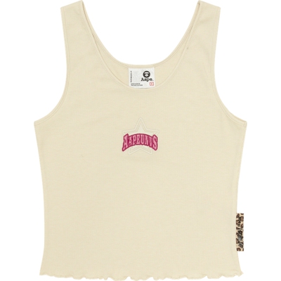 Aape字母刺绣卷边花边背心吊带