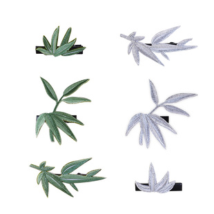 明序集刺绣边夹竹叶发夹侧边古风发饰古典中式配饰女日常汉服头饰