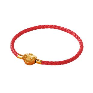 ROGO/月光如意转运珠皮绳手链男女本命年招财编织红绳穿黄金珠绳