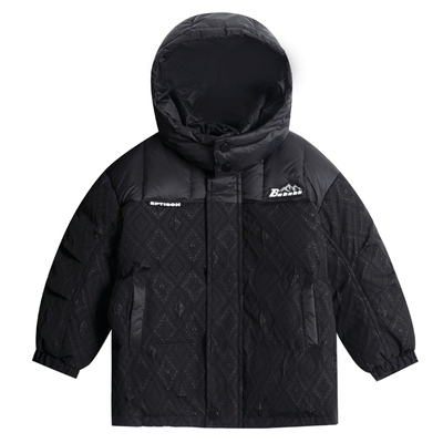 男童秋冬连帽短款拼接加厚羽绒服