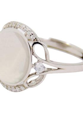 女款S925纯银奢华馒头珠戒指空托