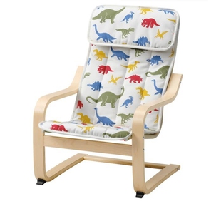 宜家波昂恐龙图案儿童扶手椅带靠垫躺椅一体纯棉椅子垫国内代购