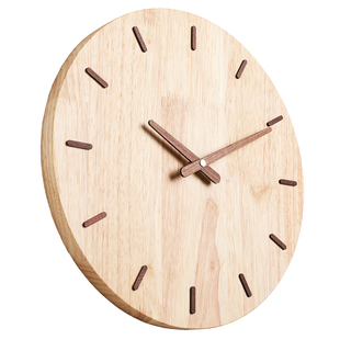 北欧实木挂钟客厅简约创意挂墙时钟表家用静音木质圆形Wall Clock