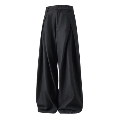 长裤摇粒绒阔腿打褶休闲裤保暖