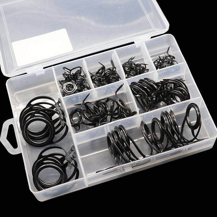 厂家批发75/入盒装高碳钢配件套装眼海鱼竿环陶瓷竿双腿导线导