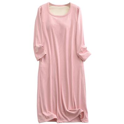 秋冬带胸垫文胸家居服睡裙