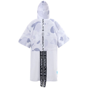 白鲨鱼防风潜水斗篷女25爆款防寒服游泳冬训浴袍速干毛巾衣泳衣