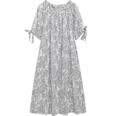 播雪纺连衣裙女商场同款2024夏新款中长款桔梗碎花裙BDR2LD1072