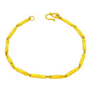 好运镀24K金色竹节手链女高级感精致纤细仿真黄金送女友老婆礼物