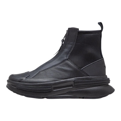 匡威女款黑色皮面夹心厚底帆布鞋