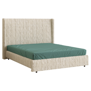 PAULJOHN意式布艺床别墅设计师高床头双人轻奢进口雪尼尔绒主卧床