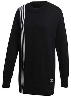 Adidas/阿迪达斯正品三叶草女士运动圆领针织柔软条纹卫衣FU1749