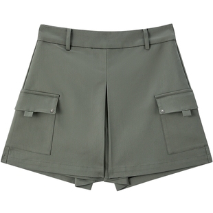 【商场同款】乐町灰色宽松休闲裤百搭通勤工装裤短裤女C2GCF3124