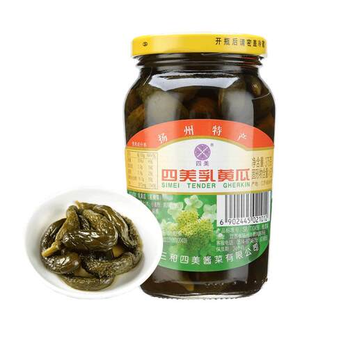 扬州特产三和四美酱菜老字号咸菜下饭菜咸甜脆腌制乳黄瓜瓶装375g