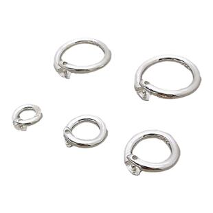 925纯银圆圈圆环扣头连接吊坠项链手链挂配件DIY扣子加粗狼牙扣