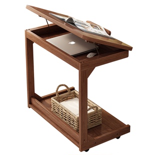 实木茶几可移动沙发边几家用床头桌子茶几客厅带轮小茶台茶桌边柜